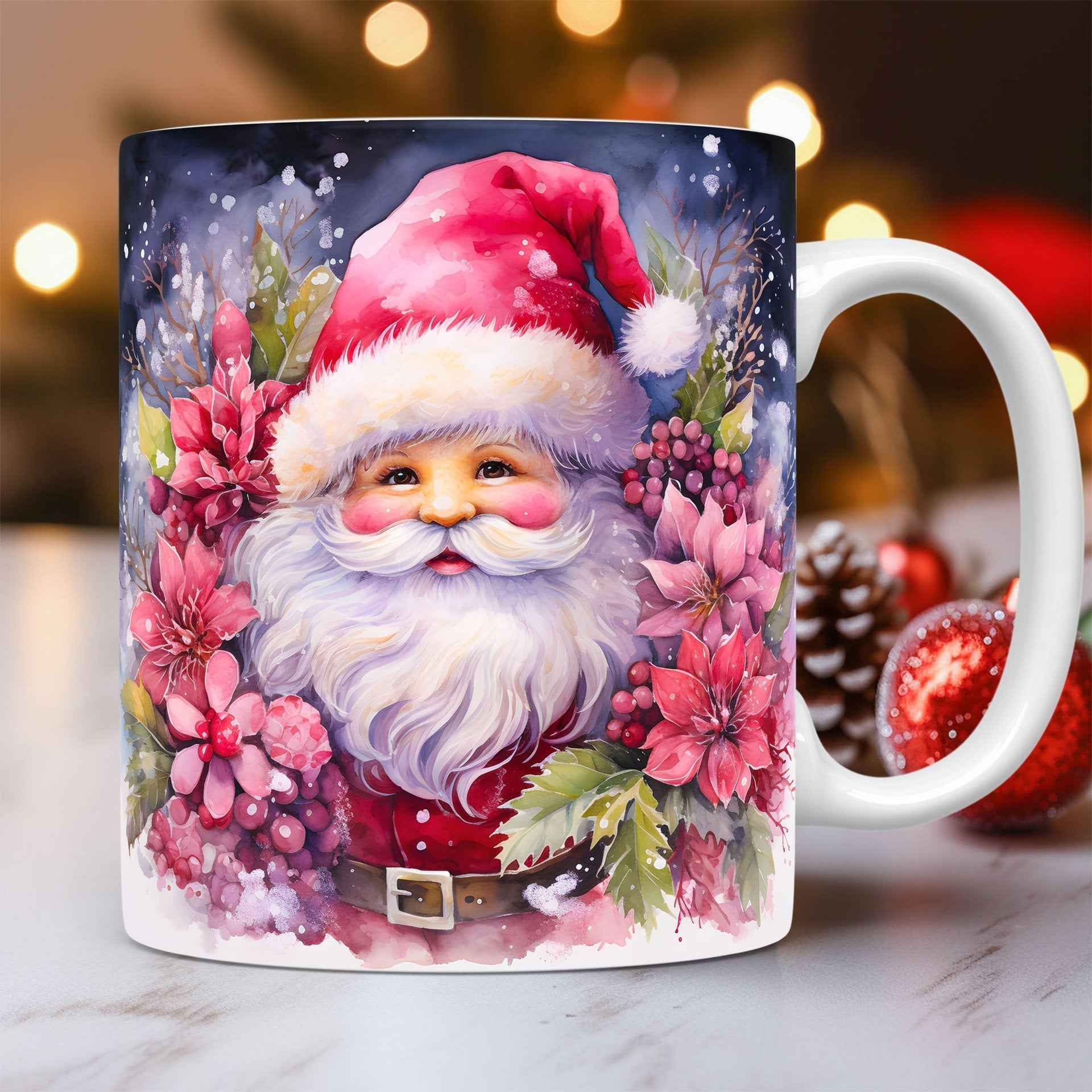 Winter themed 3D mug - space adventure snowman and Santa coffee cup