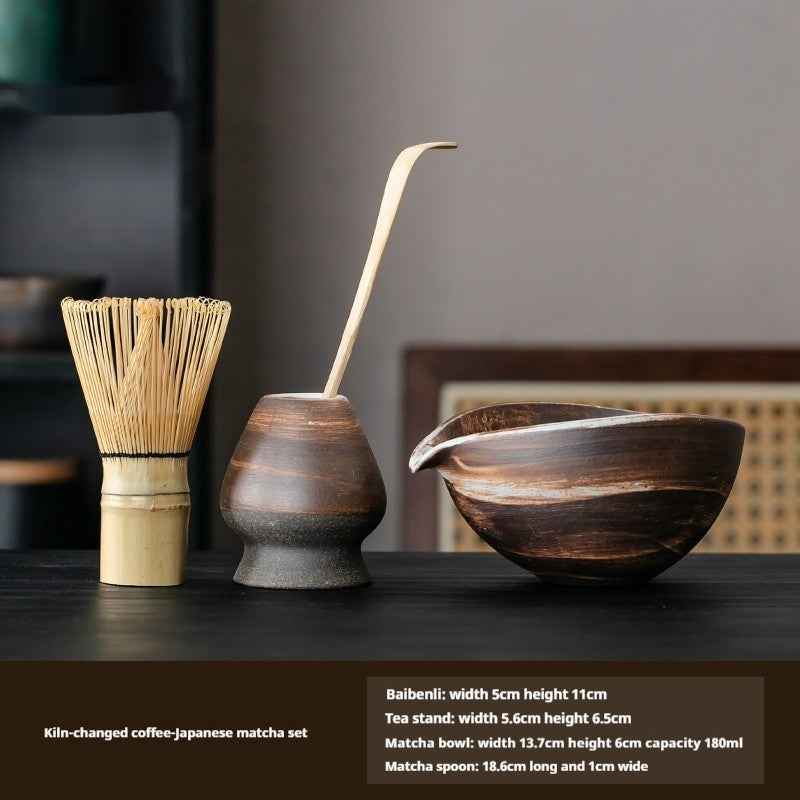 Handcrafted ceramic matcha bowl (chawan) with wide base for perfect tea whisking