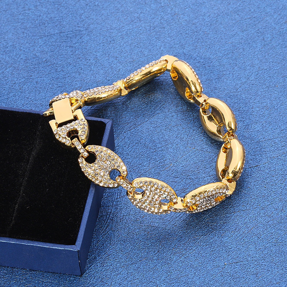 Coffee Bean Cuban Bracelet — Unisex Alloy Electroplated Pig Nose Design - Twissie