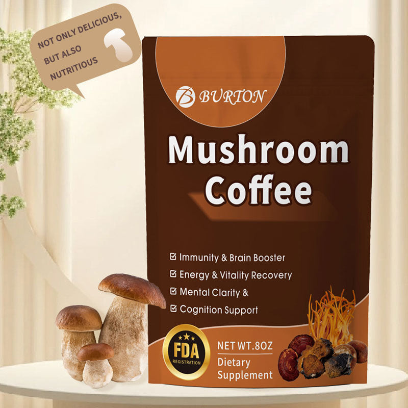Jitter-free instant coffee alternative with adaptogenic mushroom blend