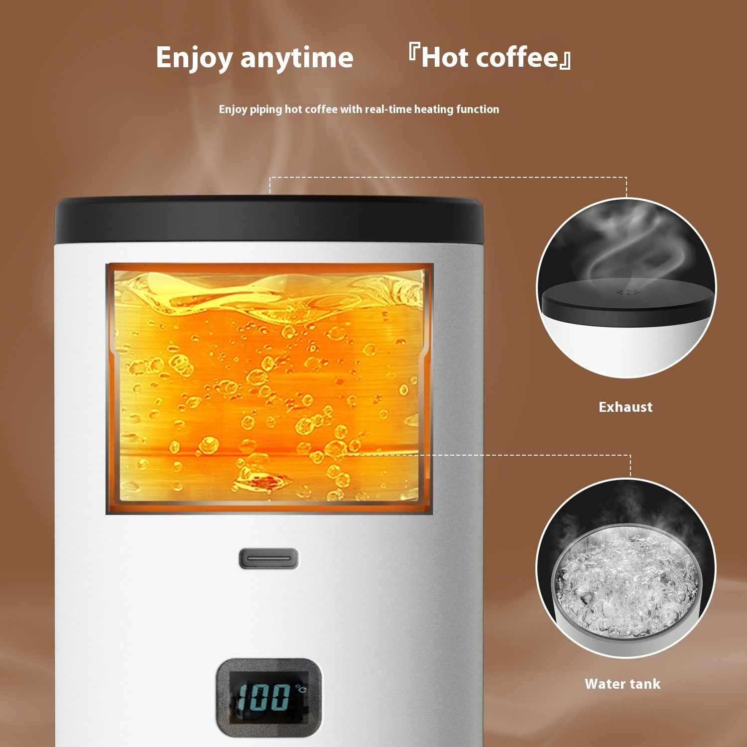 Programmable LCD interface close-up - Save your favorite brew settings permanently - Personalized coffee experience for every user