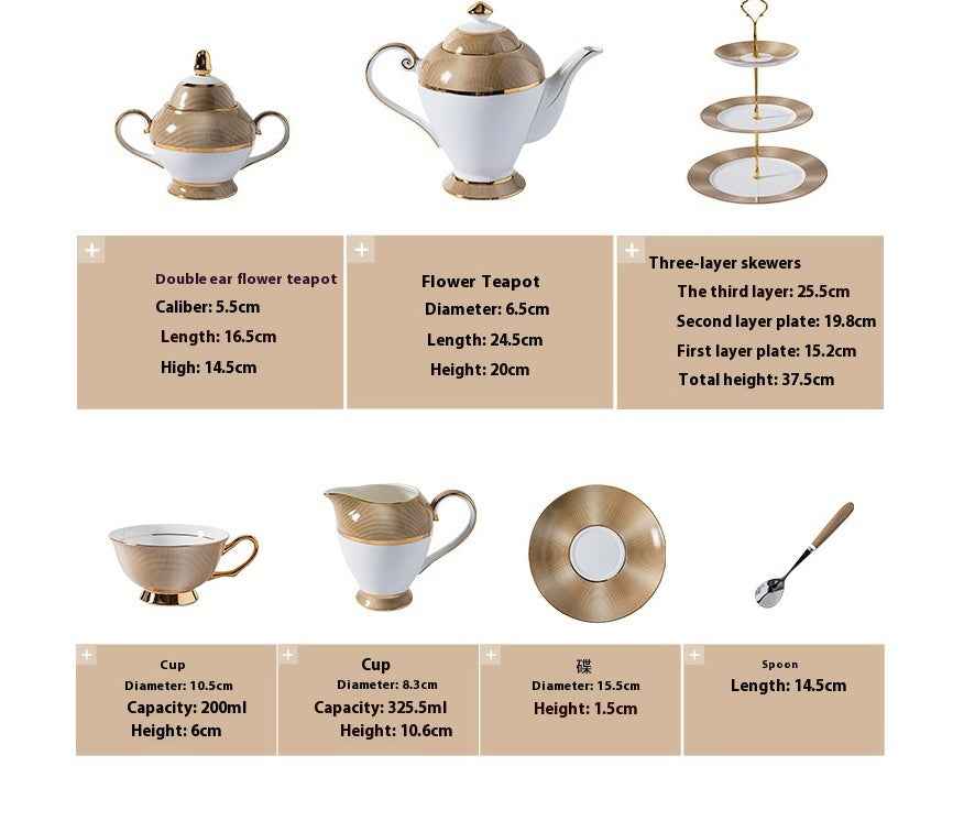 European Coffee Set - 15-Piece Luxury Porcelain Serving Set for Espresso & Afternoon Tea - Twissie