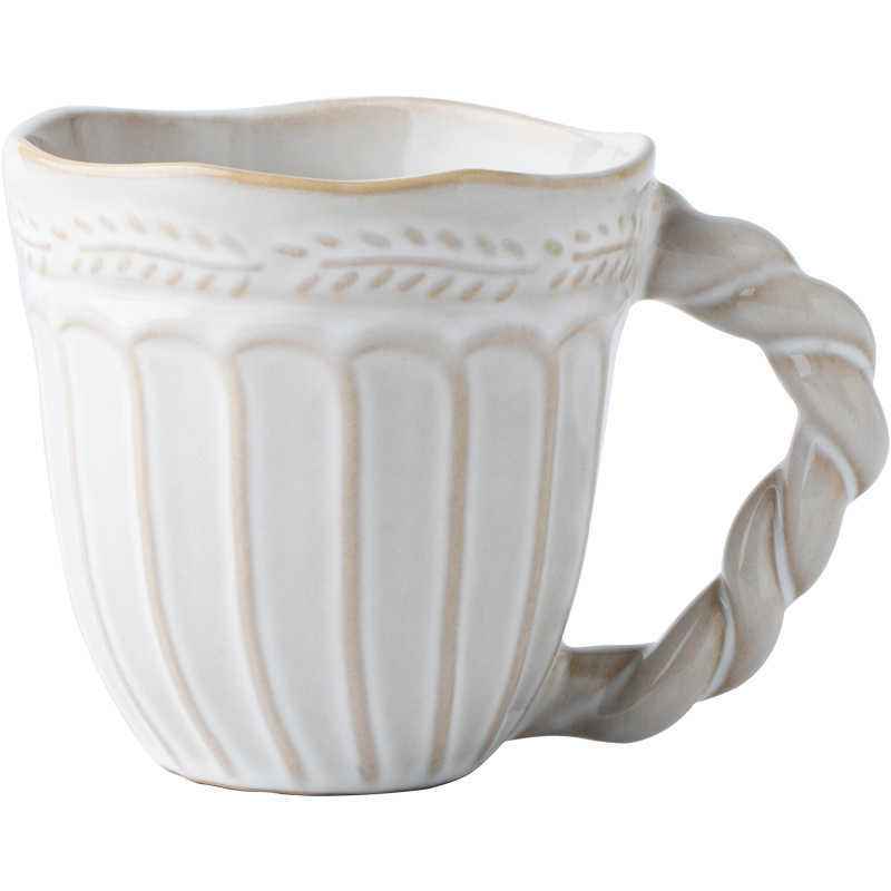 Embossed Coffee Mug – French Ceramic with Twist Handle - Twissie