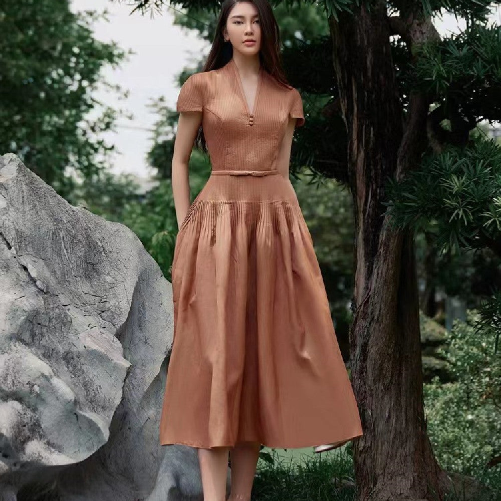 Fashion Coffee Color Dress Dress - Twissie