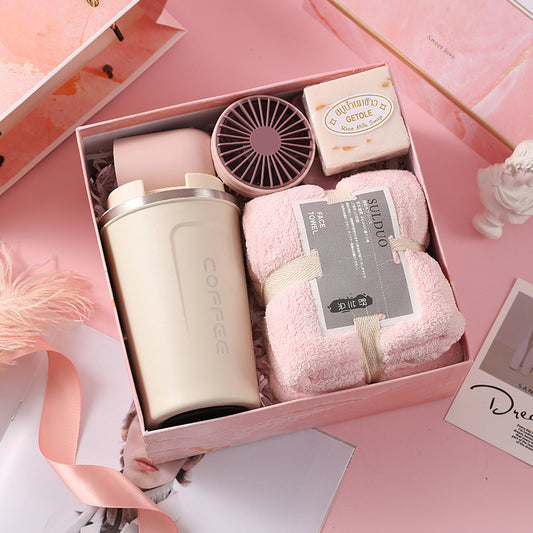 Pink marble corporate gift box set for clients and employees