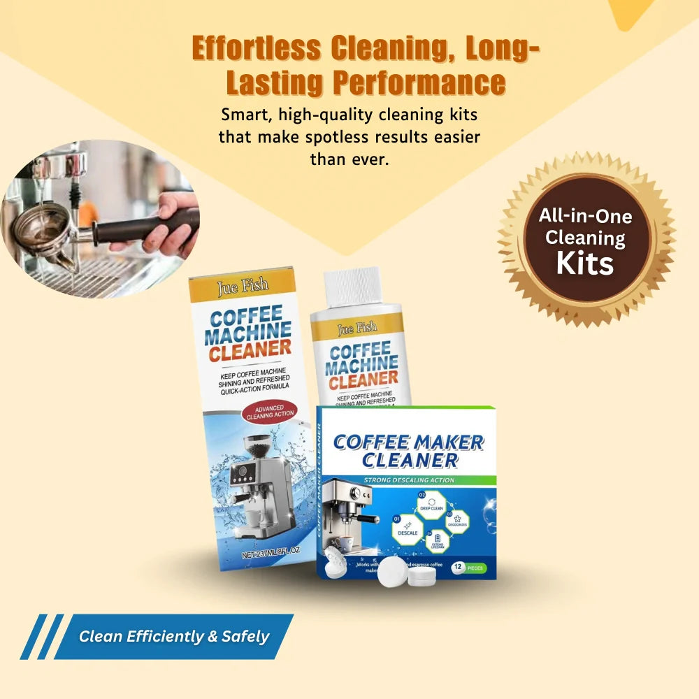coffee machine cleaning kit with brushes, tools, and accessories