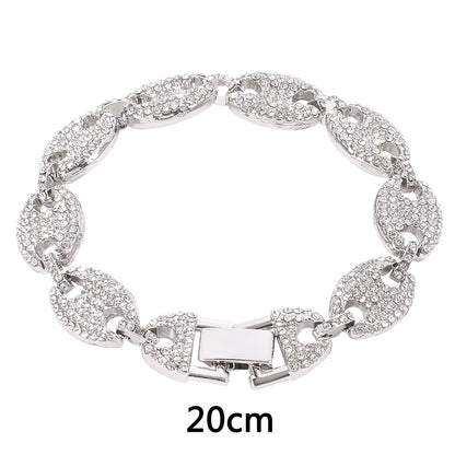 Coffee Bean Cuban Bracelet — Unisex Alloy Electroplated Pig Nose Design - Twissie