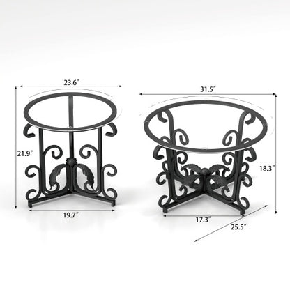 3 Piece Tempered Glass Surface Coffee Table Set Decor Coffee Table - Twissie