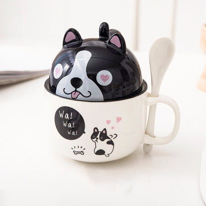 Cute Coffee Mug 370ml — Large Cartoon Ceramic Cup with Lid - Twissie