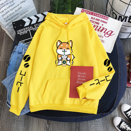 Coffee Shiba Inu Print Sweatshirt - Twissie
