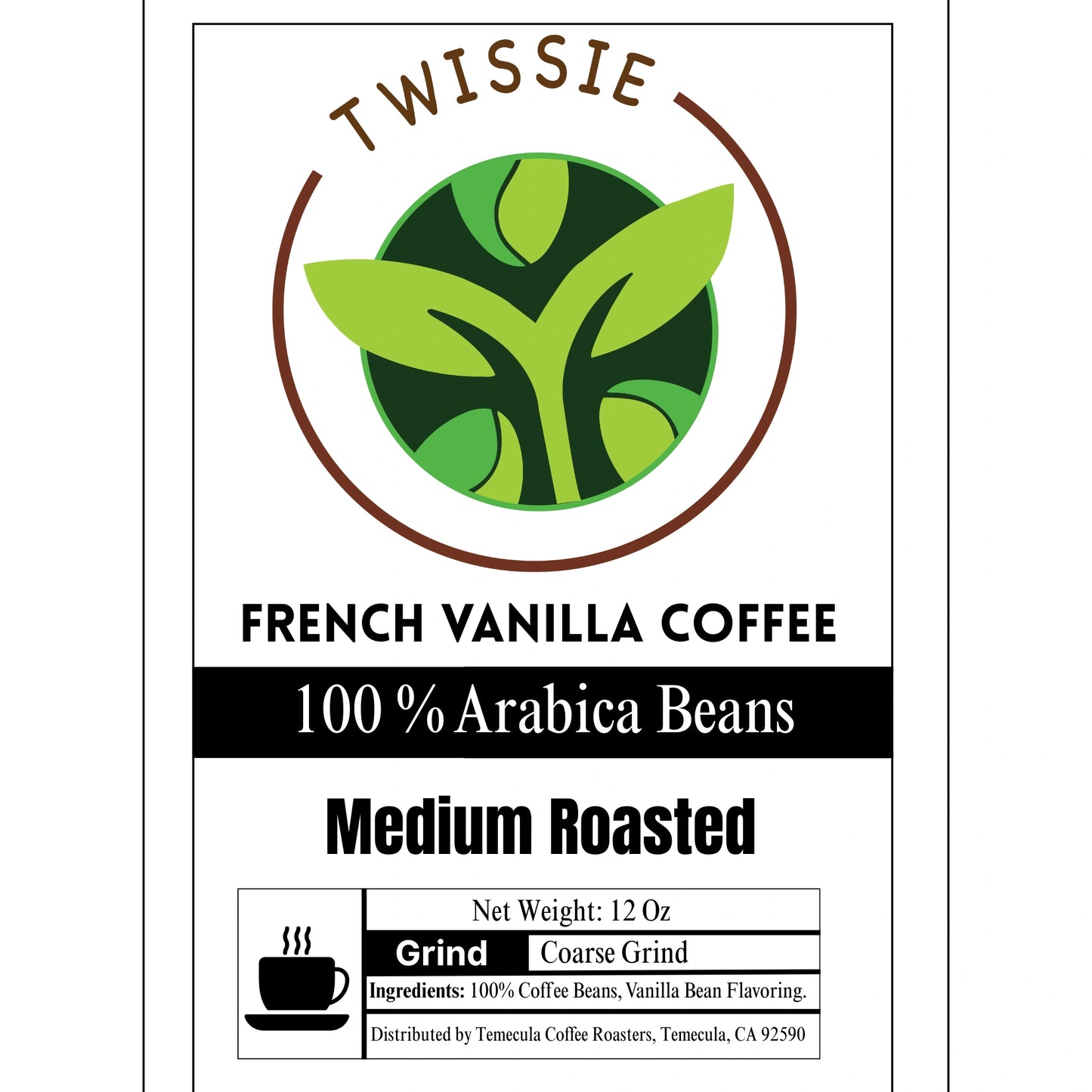 Shop French Vanilla Coffee online – premium gourmet coffee with detailed product labeling and fresh packaging
