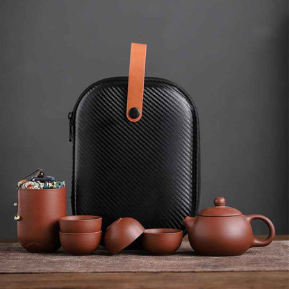 Travel Tea Set Portable Set Household Purple Sand A Pot Of Four Cups Tea Cans Outdoor Car Products - Twissie