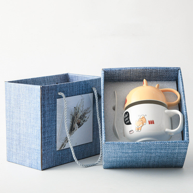 Cute Coffee Mug 370ml — Large Cartoon Ceramic Cup with Lid - Twissie