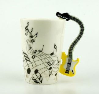 Music lover's ceramic mug - creative guitar and violin themed drinkware