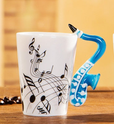 Music lover's ceramic mug - creative guitar and violin themed drinkware