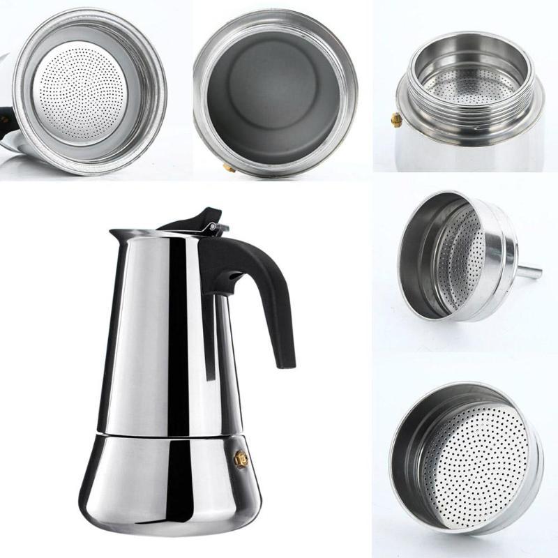Premium stovetop coffee maker gift set for coffee lovers in brushed stainless steel