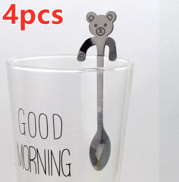 Cute Coffee Spoons Cat & Bear  - Creative Cartoon Handle Stainless Steel Stirring Spoon - Twissie