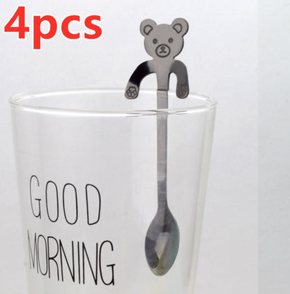 Cute Coffee Spoons Cat & Bear  - Creative Cartoon Handle Stainless Steel Stirring Spoon - Twissie