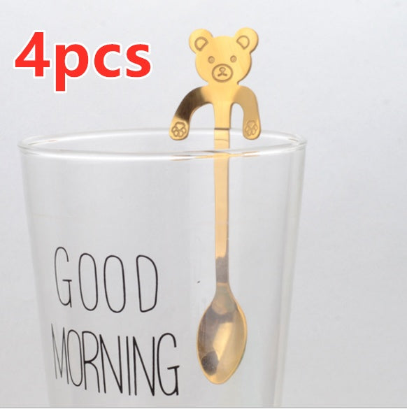 Cute Coffee Spoons Cat & Bear  - Creative Cartoon Handle Stainless Steel Stirring Spoon - Twissie