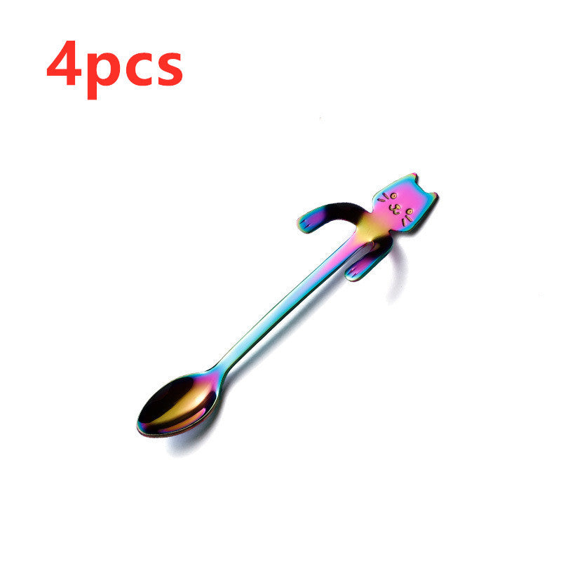 Cute Coffee Spoons Cat & Bear  - Creative Cartoon Handle Stainless Steel Stirring Spoon - Twissie