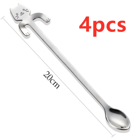 Cute Coffee Spoons Cat & Bear  - Creative Cartoon Handle Stainless Steel Stirring Spoon - Twissie
