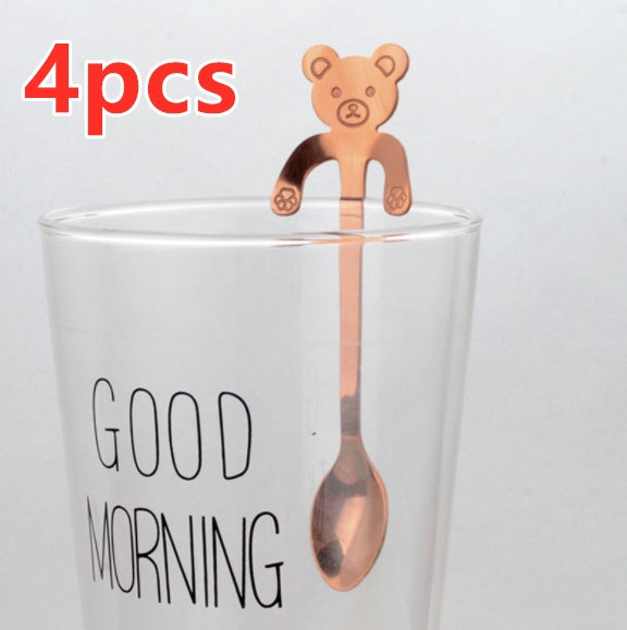Cute Coffee Spoons Cat & Bear  - Creative Cartoon Handle Stainless Steel Stirring Spoon - Twissie