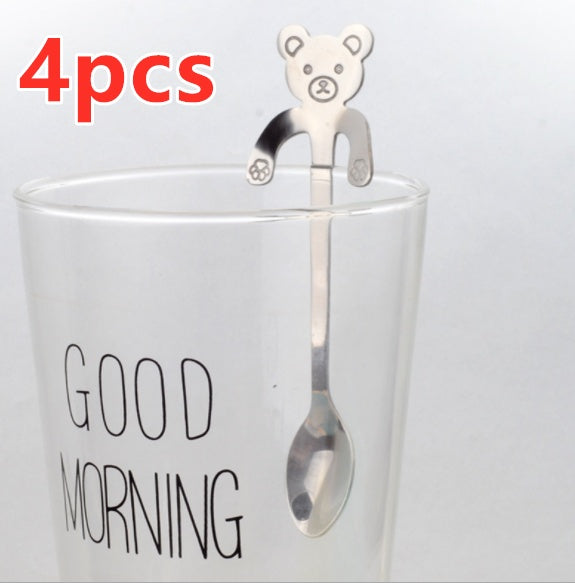 Cute Coffee Spoons Cat & Bear  - Creative Cartoon Handle Stainless Steel Stirring Spoon - Twissie