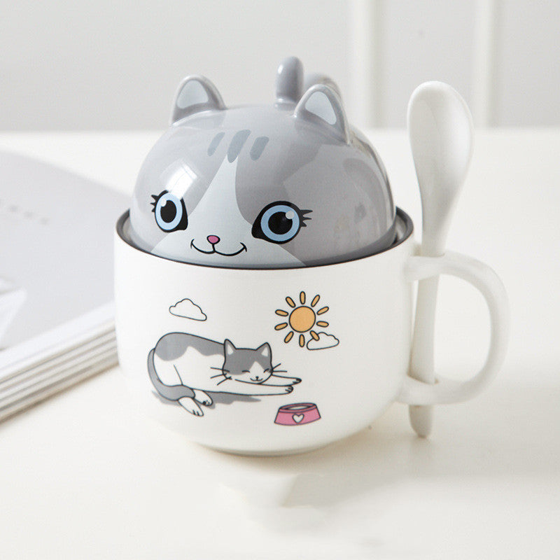 Cute Coffee Mug 370ml — Large Cartoon Ceramic Cup with Lid - Twissie