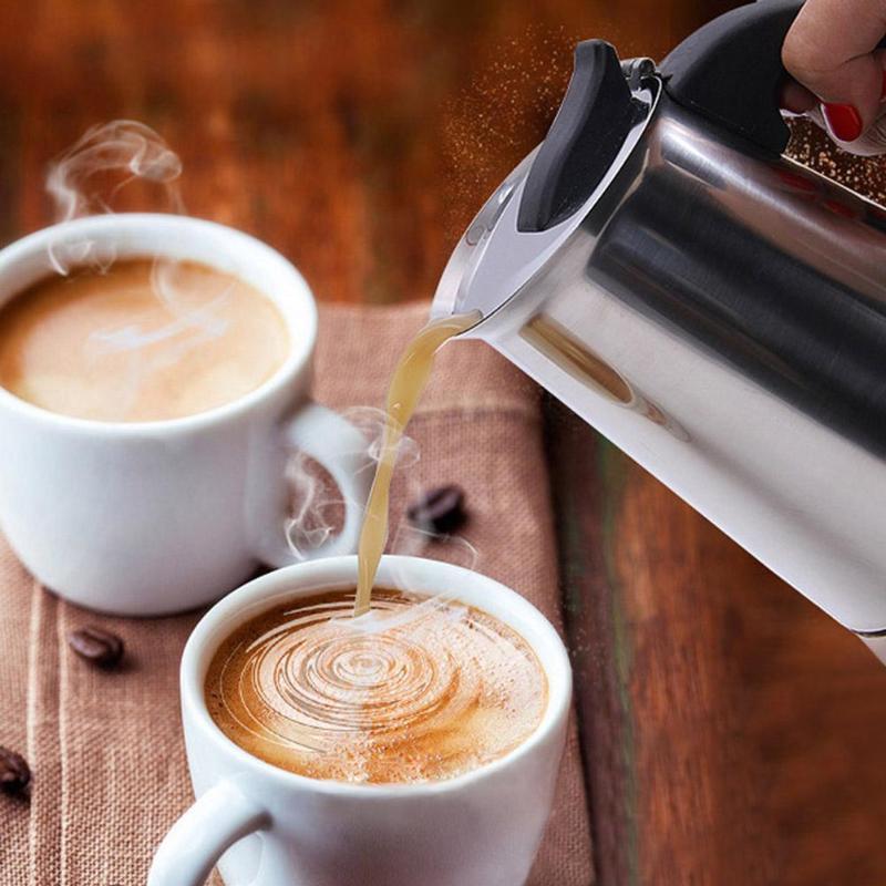 Durable Stainless Steel Moka Pot stovetop percolator for strong Italian coffee