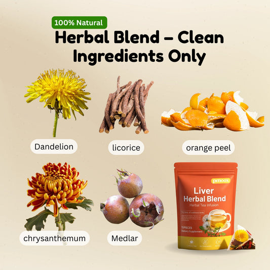 Liver Herbal Blend Detox Tea – Natural Dandelion & Chrysanthemum Cleanse | 15 Herbal Infusion Bags