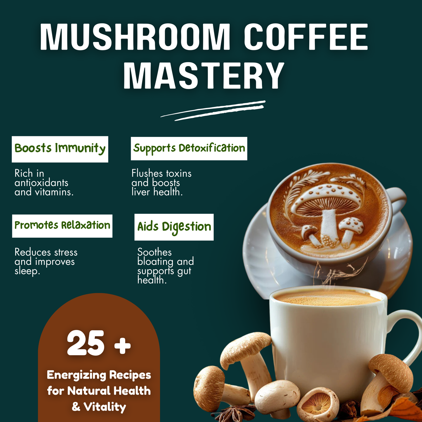 Mushroom Coffee Mastery: 15 Energizing Mushroom Coffee Recipes for Natural Health and Vitality