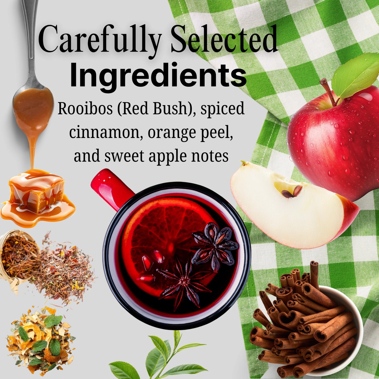 Apple Cider Rooibos Tea — Spiced Apple & Cinnamon, Caffeine-Free (Loose / Bags)