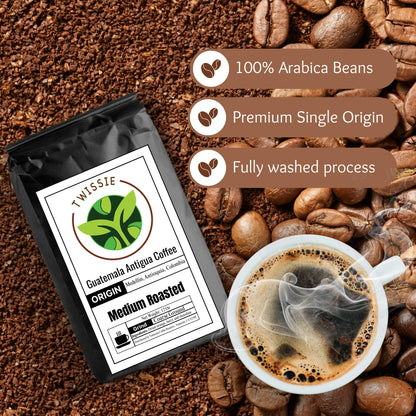 Purchase 100% Arabica Guatemala Antigua Coffee beans – fully washed, premium quality beans for bold and smooth taste