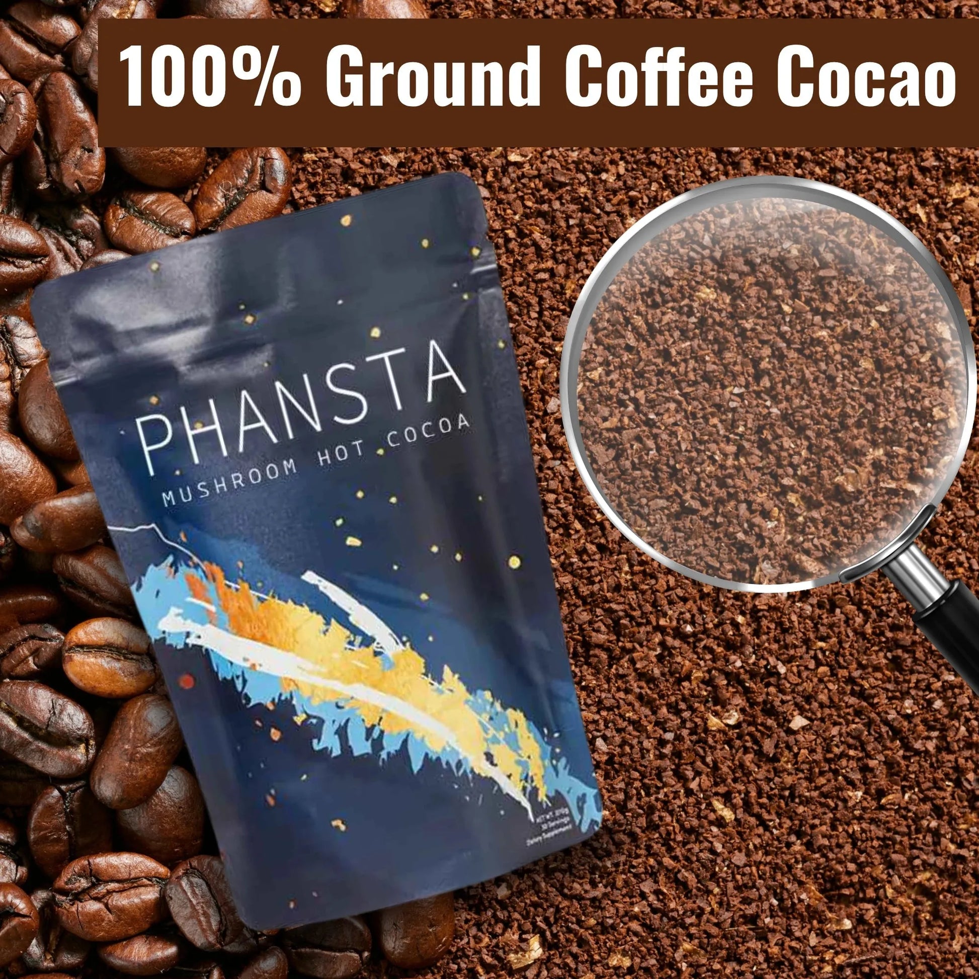 Order pure ground coffee blended with rich cocoa flavor for chocolate lovers