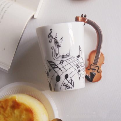 Violin and guitar design music mug - creative ceramic cup for coffee and tea
