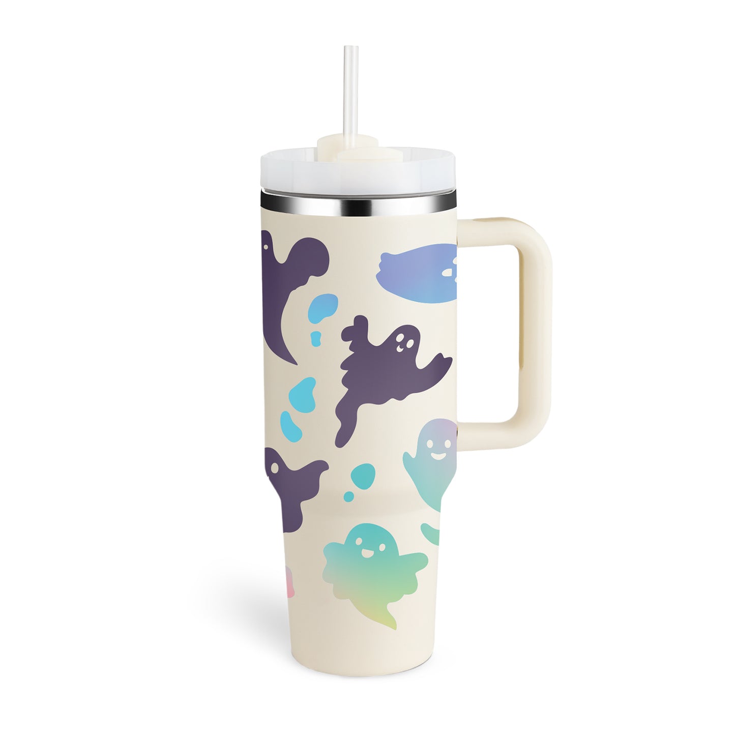 40 Oz Tumbler With Handle Straw Insulated, Stainless Steel Spill Proof Vacuum Coffee Cup Tumbler With Lid Tapered Mug Gifts For Valentine Lover Suitable For Car Gym Office Travel - Twissie