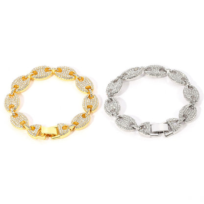 Coffee Bean Cuban Bracelet — Unisex Alloy Electroplated Pig Nose Design - Twissie