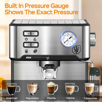 Stainless Steel 20-Bar Espresso Machine - Durable construction with professional features - Get barista-level results in your own kitchen