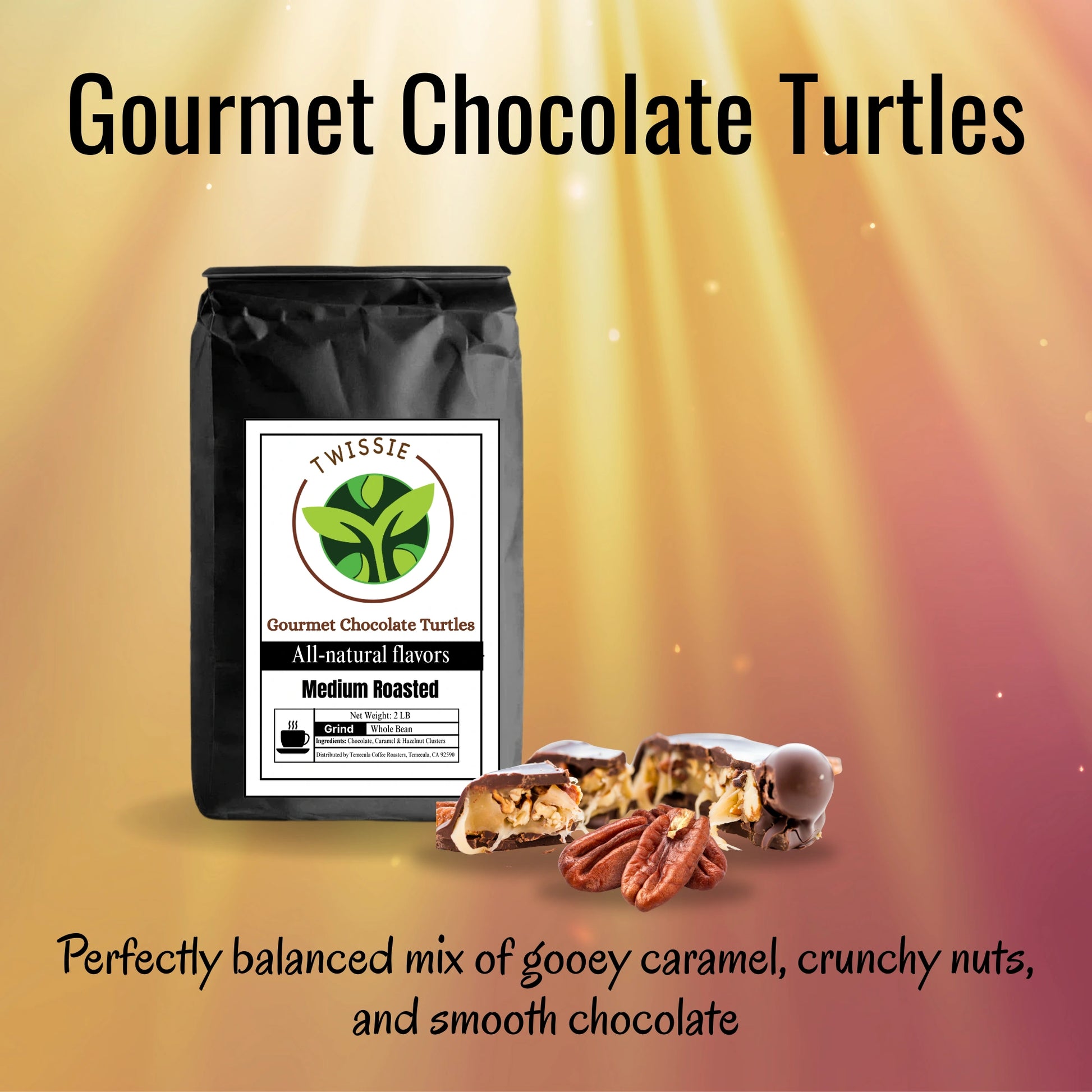 Buy Gourmet Chocolate Turtles online – chocolate, caramel, and hazelnut clusters for a rich and indulgent treat