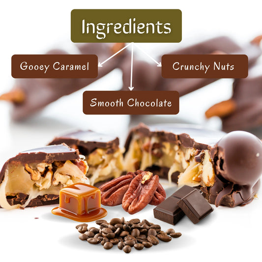 Shop Gourmet Chocolate Turtles – premium chocolate, caramel, and hazelnuts made with high-quality ingredients