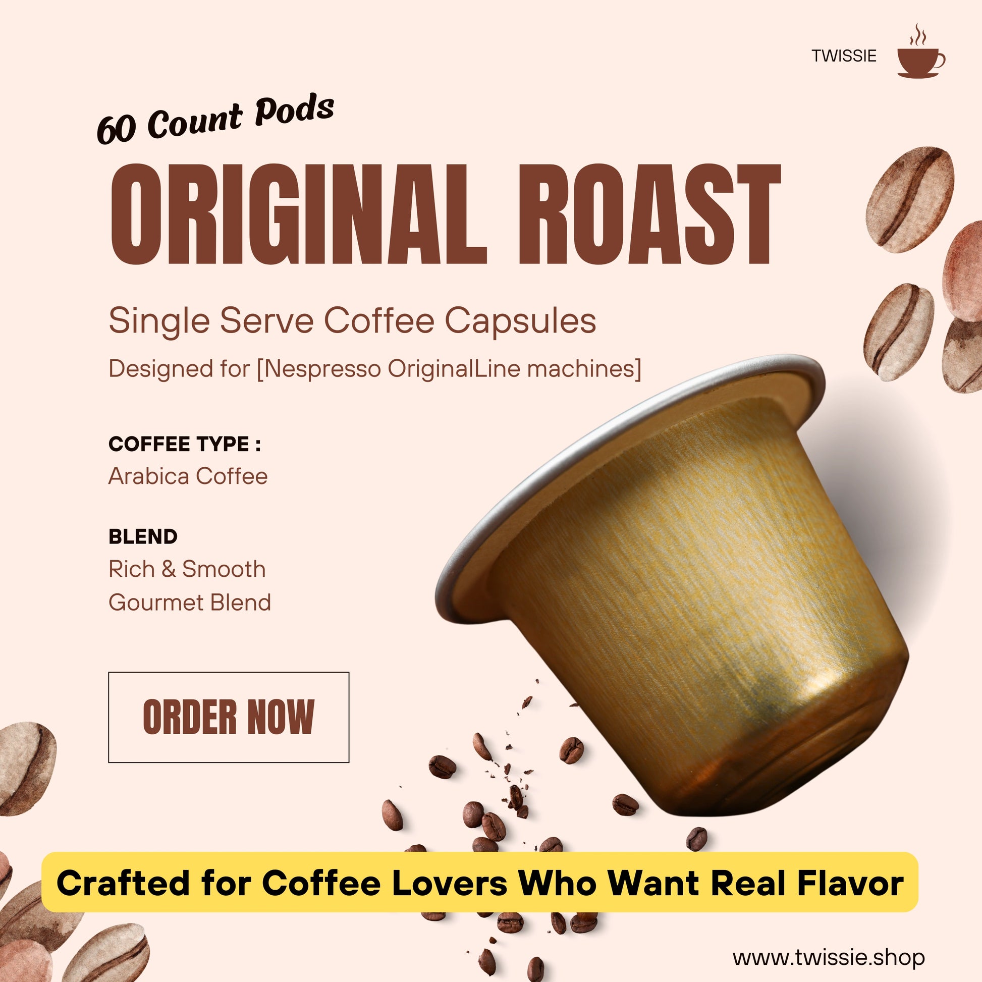Order Original Roast Coffee Capsules – premium single-serve pods with rich, smooth medium-dark roast