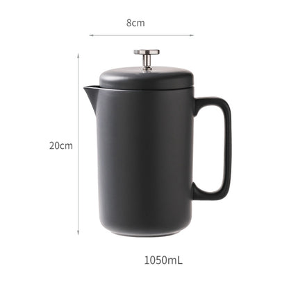 French Press Coffee Maker 1050ml — Heat-Resistant Ceramic Pot with Milk Filter - Twissie