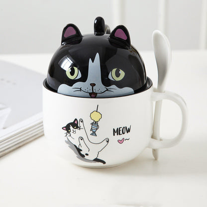 Cute Coffee Mug 370ml — Large Cartoon Ceramic Cup with Lid - Twissie