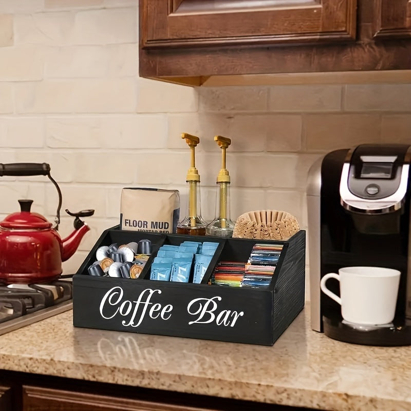 Modern coffee bar organizer made from natural wood