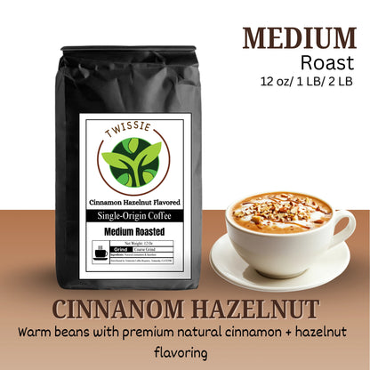 Buy Cinnamon Hazelnut Flavored Coffee online – medium roast specialty beans with natural cinnamon and hazelnut flavor