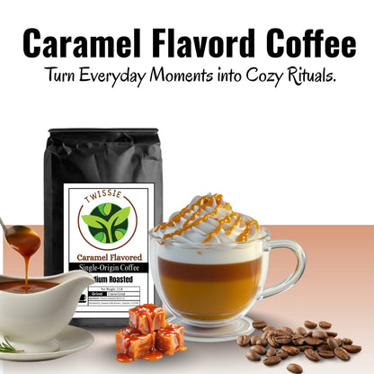 Buy Caramel Flavored Coffee online – medium roast specialty beans with rich, smooth caramel flavor for gourmet coffee lovers