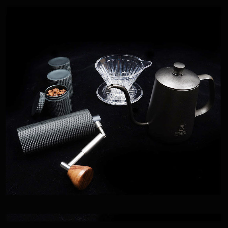 Compact travel coffee kit for brewing fresh espresso anywhere