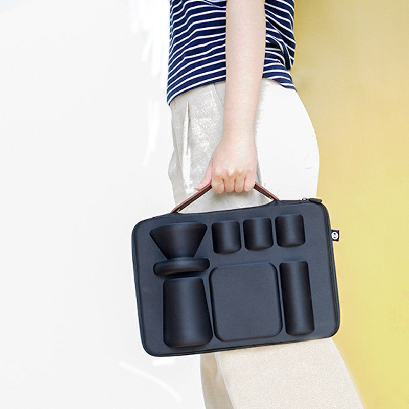 All-in-one portable coffee maker with manual grinder for travel