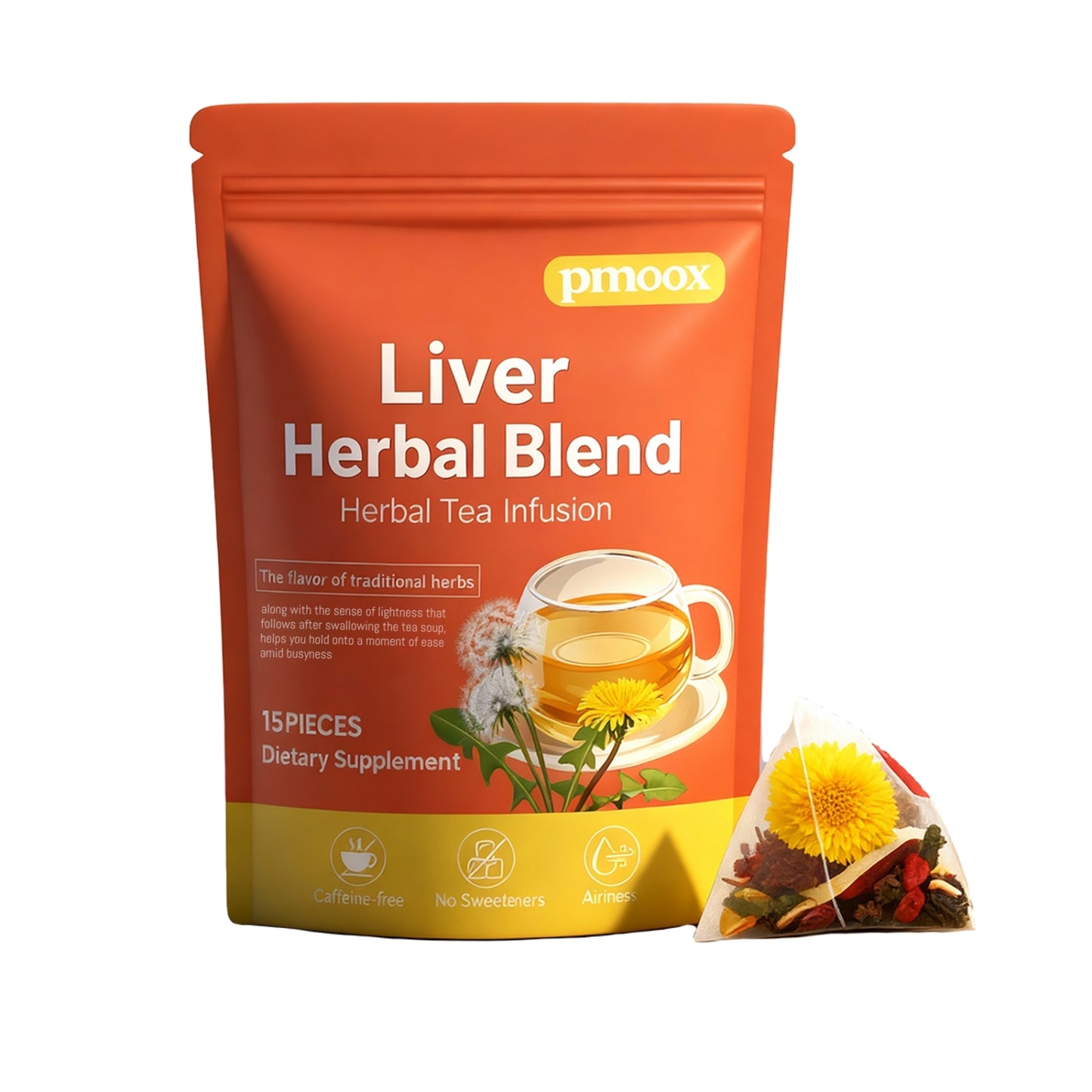 Liver Herbal Blend Detox Tea – Natural Dandelion & Chrysanthemum Cleanse | 15 Herbal Infusion Bags