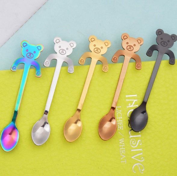 Cute Coffee Spoons Cat & Bear  - Creative Cartoon Handle Stainless Steel Stirring Spoon - Twissie